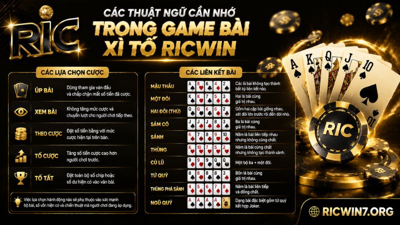 Tìm hiểu thuật ngữ trong mẹo chơi Xì Tố tại cổng game Ricwin