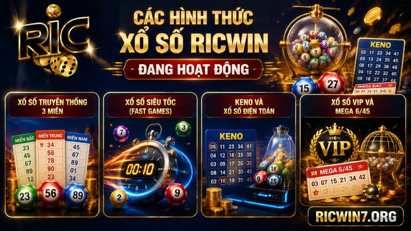 Các hình thức xổ số RICWIN đang hoạt động
