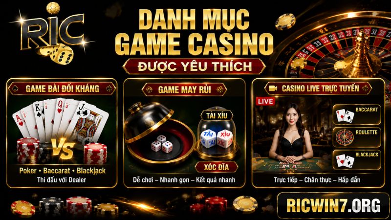 Danh mục game Casino được yêu thích