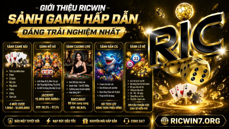Danh sách các sảnh game RICWIN đáng trải nghiệm nhất