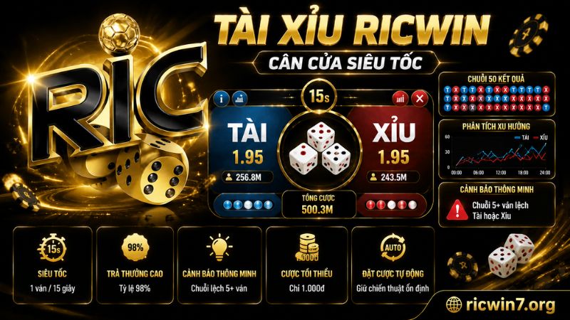 Đặt cược tài xỉu RICWIN thắng lớn
